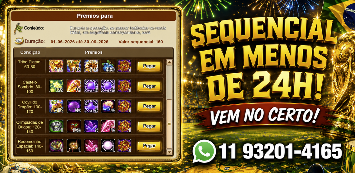 Sequencial em menos de 24h - Vem no certo!